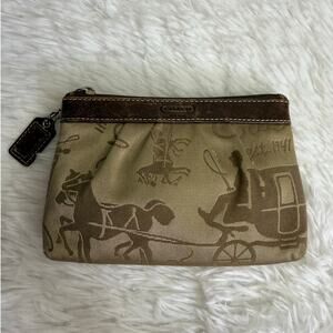COACH Brown Signature Carriage Pouch